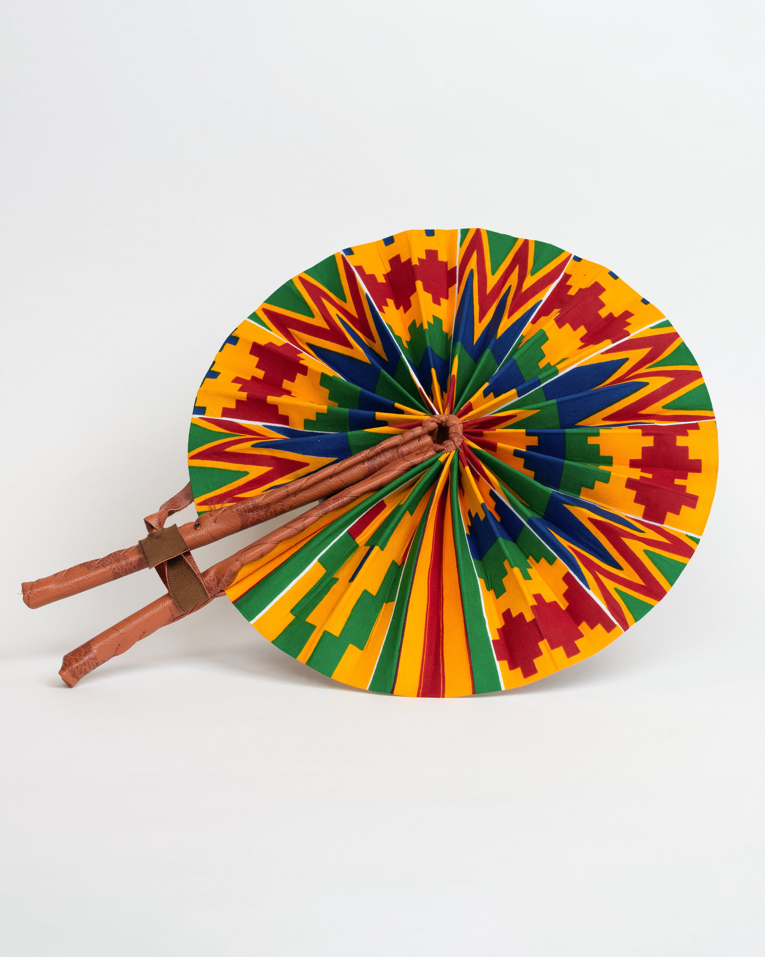 Leather and wax sinario fan - Fans blue, none, , , ankara, leather, 